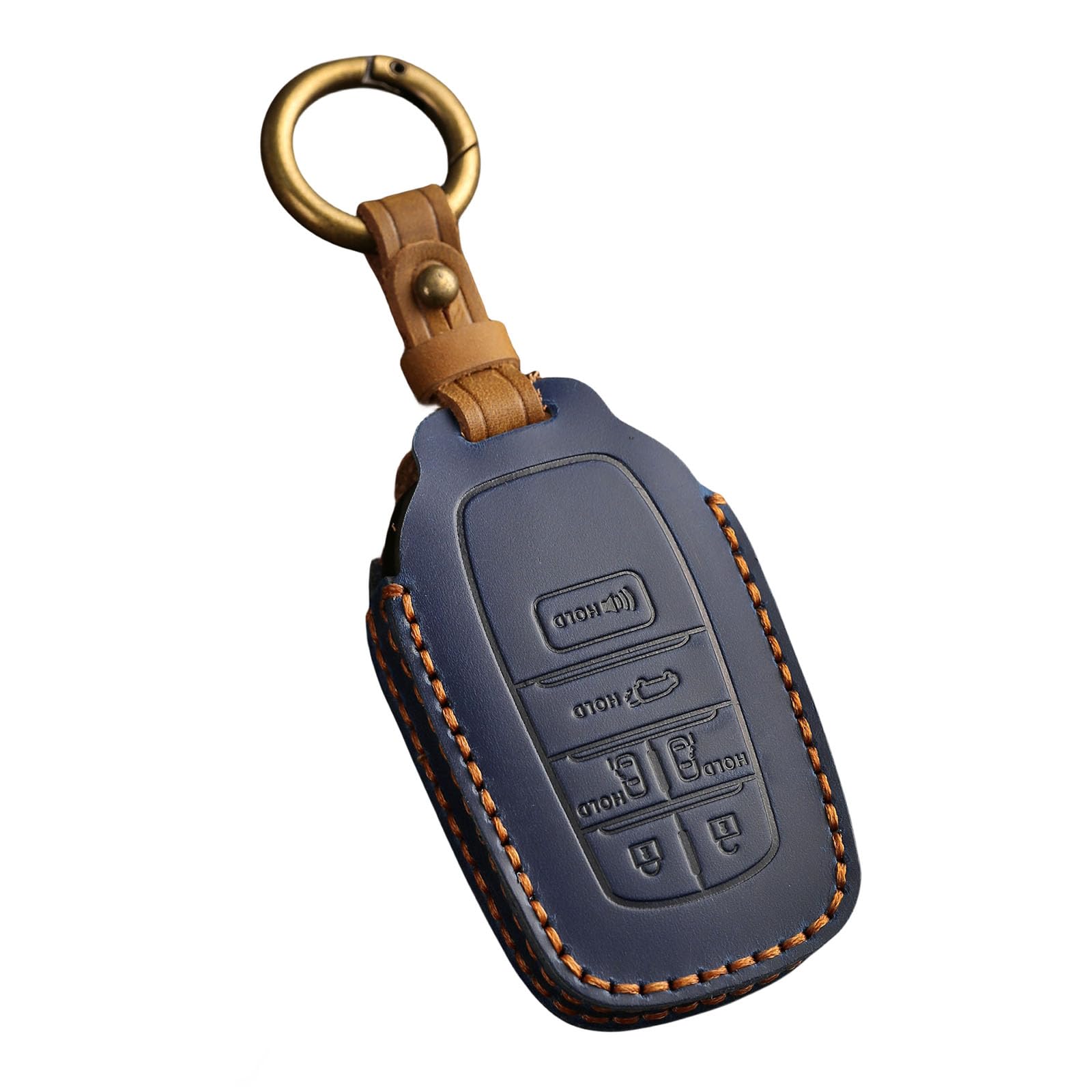 Hontumax Premium Leather 6-Button Key Fob Cover Case for